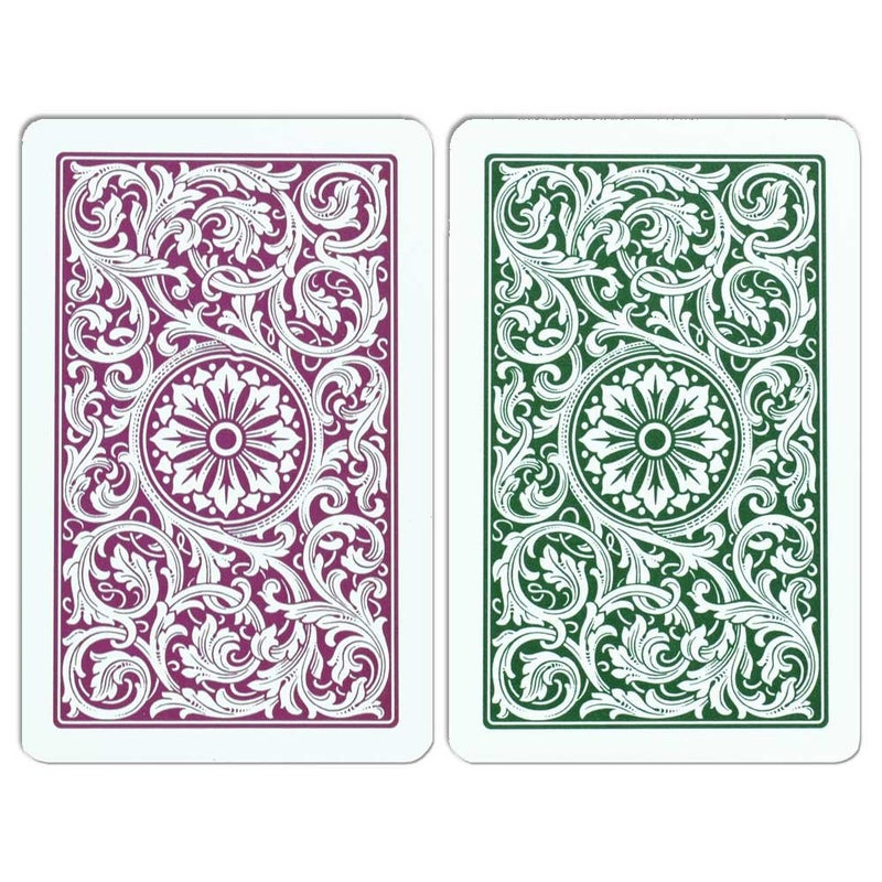 Copag 1546 Design 100% Plastic Playing Cards, Bridge Size (Narrow) Green/Burgundy (Jumbo Index, 1 Set) - Image 3